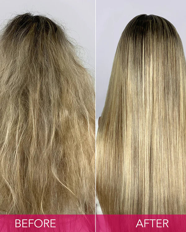 Keratin Complex Keratin Care Smoothing Shampoo and Conditioner Duo image of model before and after