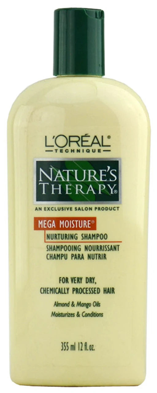 L'oreal Natures Therapy Shampoo image of mega moisture 12 oz bottle