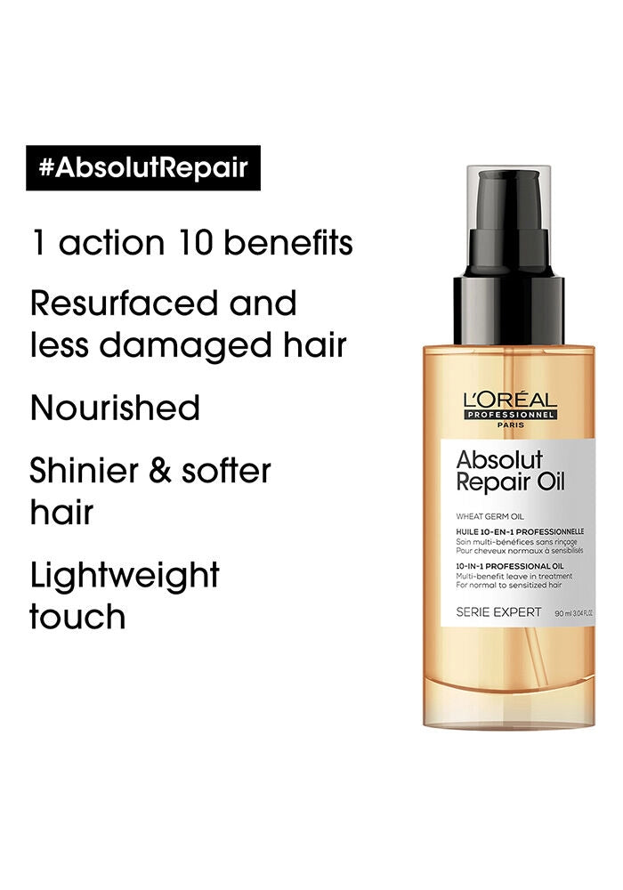 L'oreal Professional Serie Expert Absolut Repair 10-in-1 Multi-Benefit Oil image of product benefits