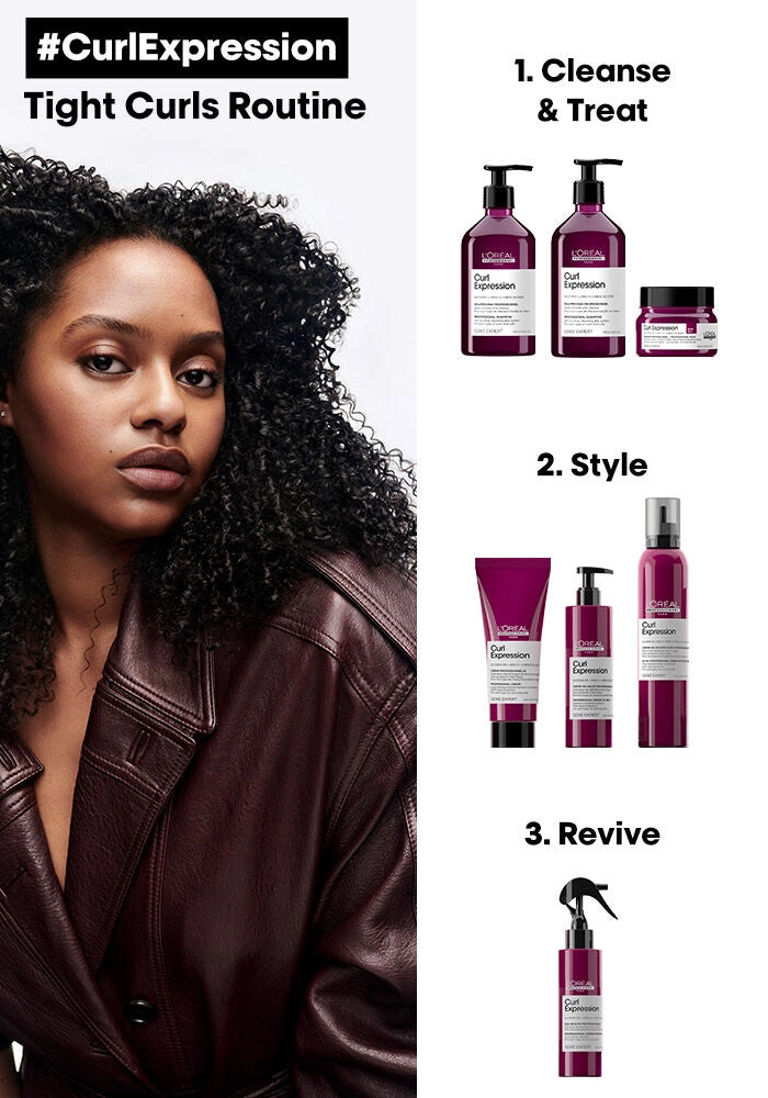L'oreal Professional Serie Expert Curl Expression Anti-Build Up Cleansing Shampoo image of tight curls routine