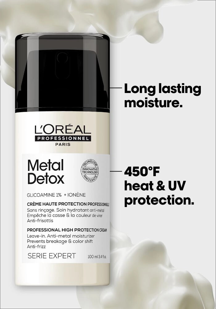 L'oreal Professional Serie Expert Metal Detox Leave-In Styling Cream image of product benefits