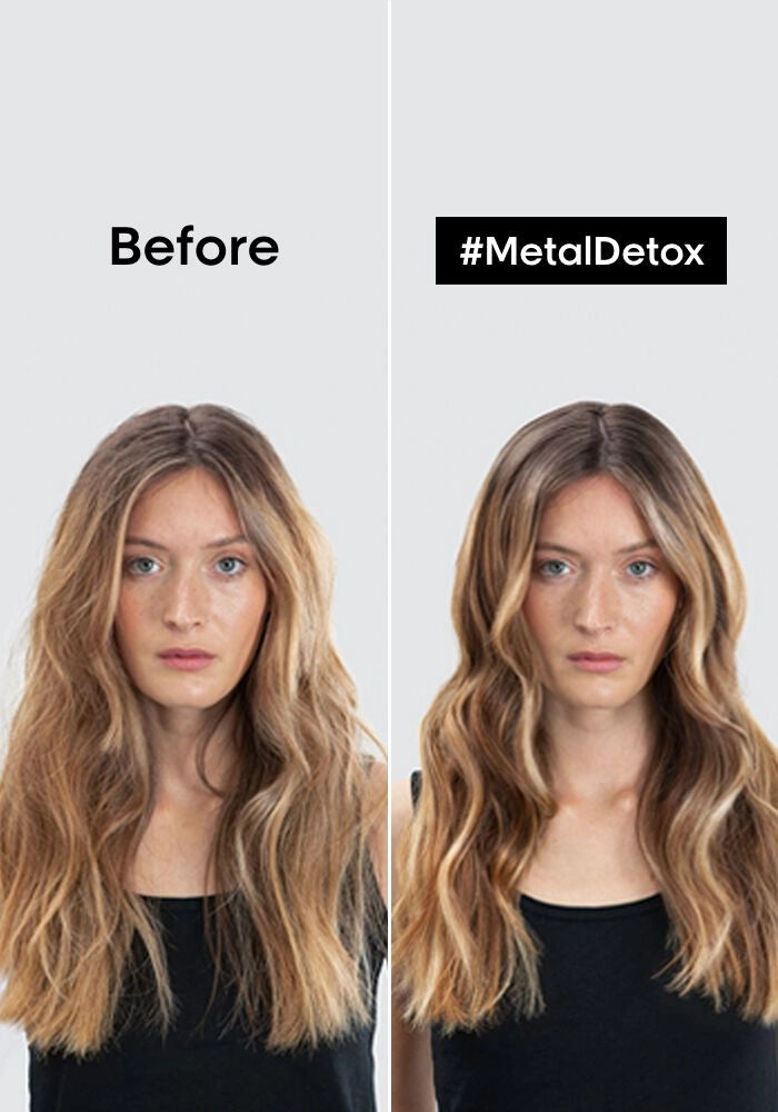 L'oreal Professional Serie Expert Metal Detox Lightweight, Concentrated Oil image of model before and after