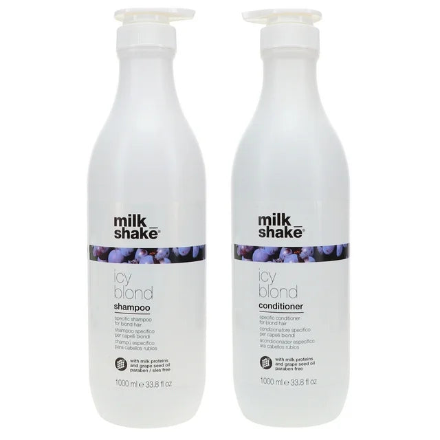 Milk Shake Icy Blond Shampoo and Conditioner Liter Duo Deal image of 33.8 oz liter size bottles