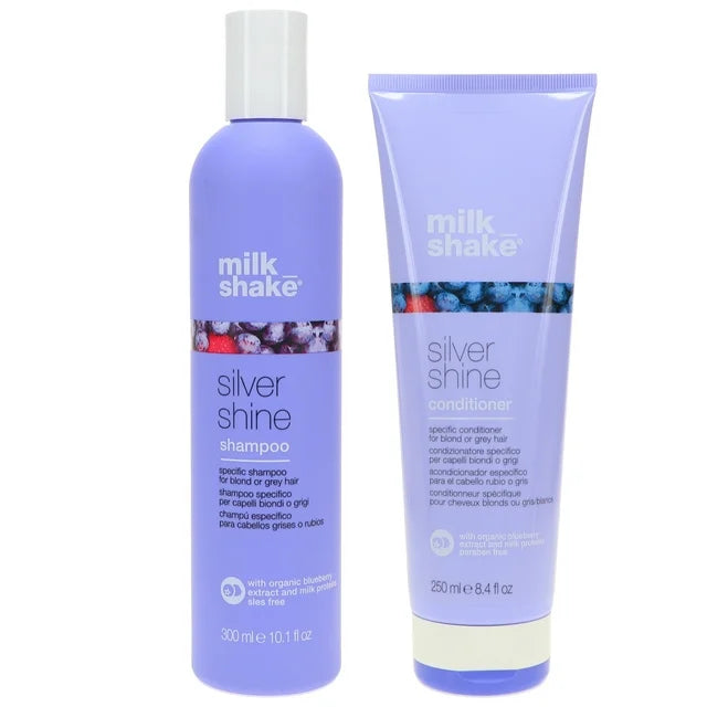 Milk Shake Silver Shine Shampoo and Conditioner Duo Deal image of 10.1 oz shampoo bottle and 8.4 conditioner bottle