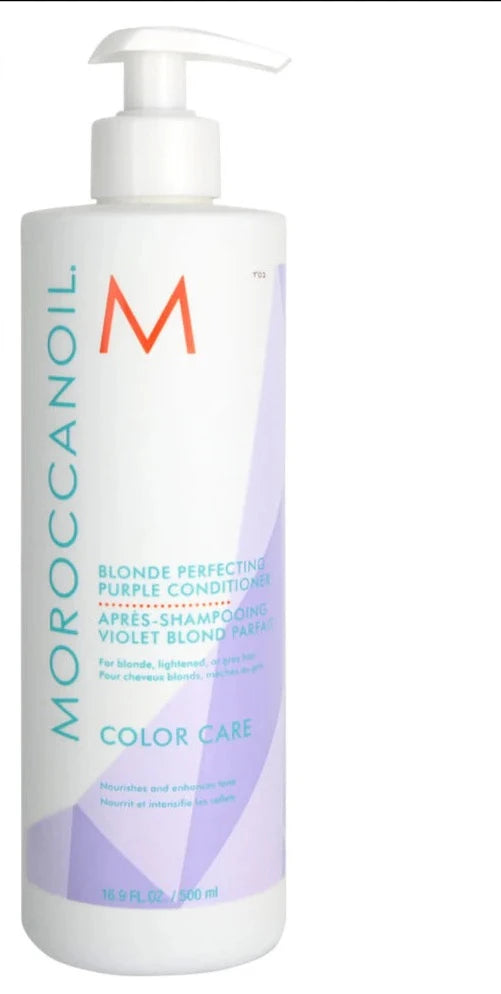 Moroccanoil Blonde Perfecting Shampoo and Conditioner image of 16.9 oz bottle