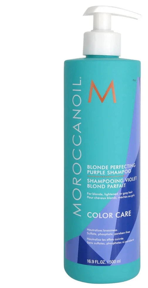 Moroccanoil Blonde Perfecting Shampoo and Conditioner image of 16.9 oz bottle