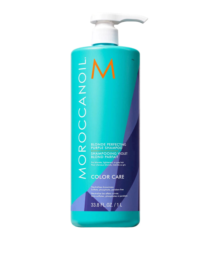 Moroccanoil shampoo bottle on a light background