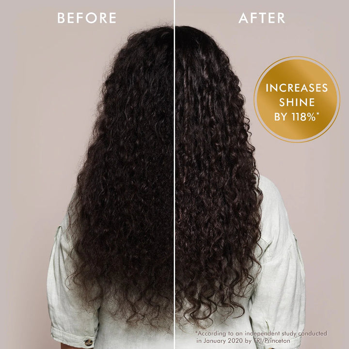 Moroccanoil Moroccanoil Treatment Hair Oil image of model before and after curly hair