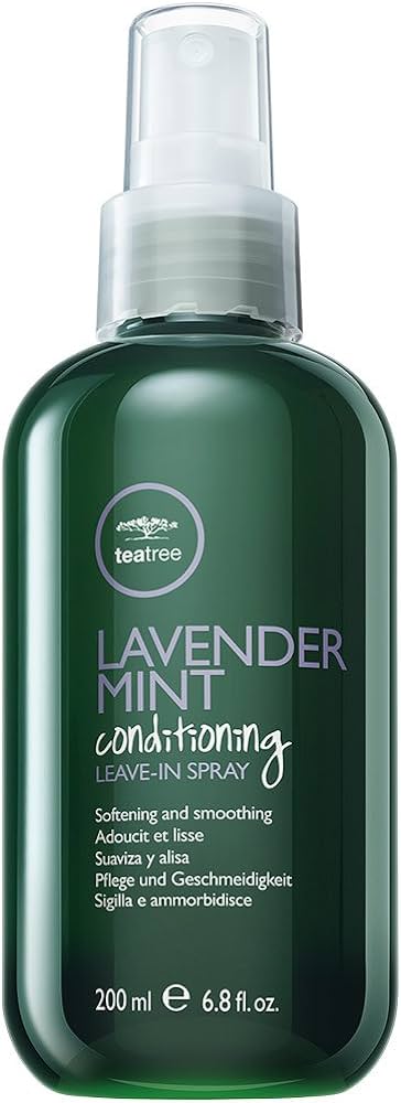 A bottle of Paul Mitchell Tea Tree Lavender Mint Conditioning Leave-In Spray