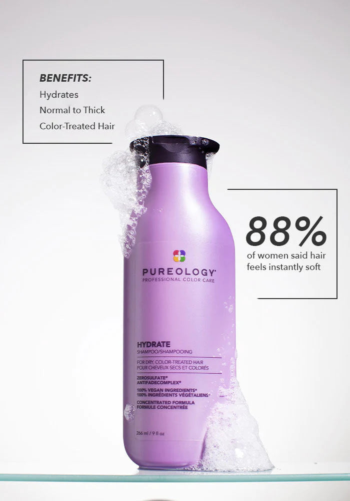 Pureology Hydrate Shampoo image of product benefits