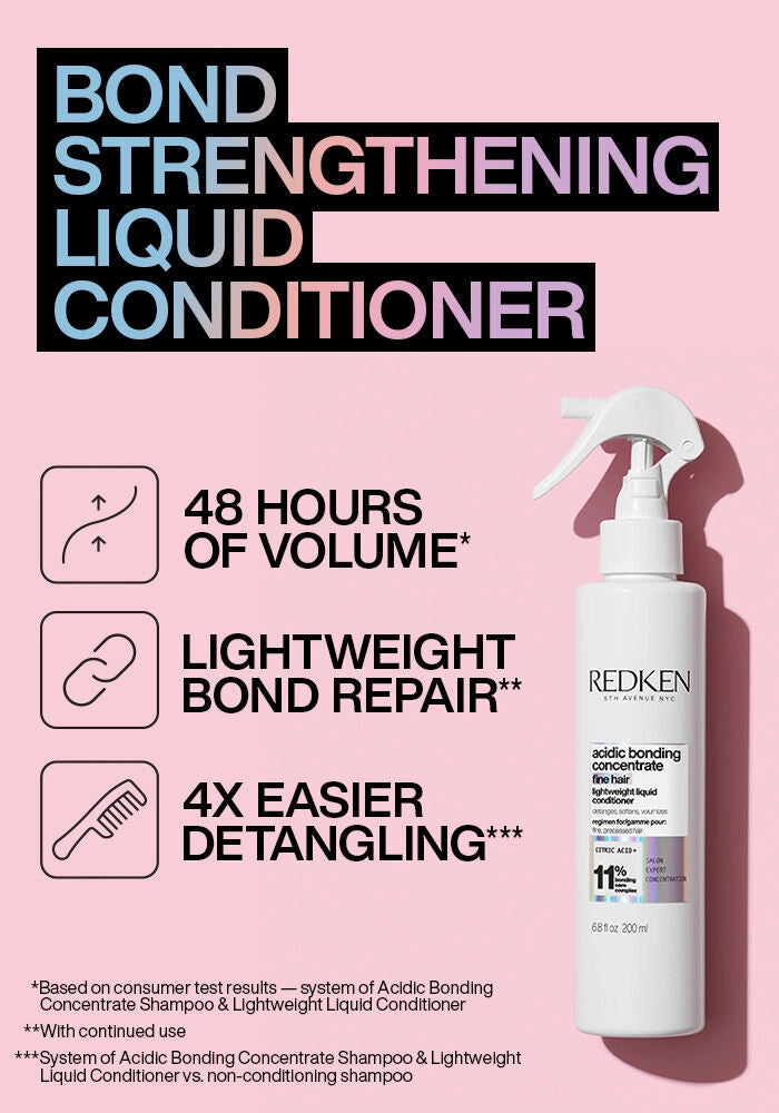 Redken Acidic Bonding Concentrate Lightweight Liquid Conditioner, Fine Hair image of product benefits