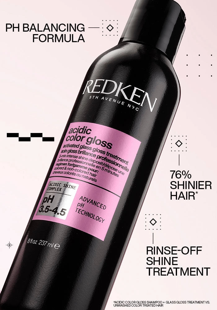Redken Acidic Color Gloss Activated Glass Gloss Treatment image of features and benefits