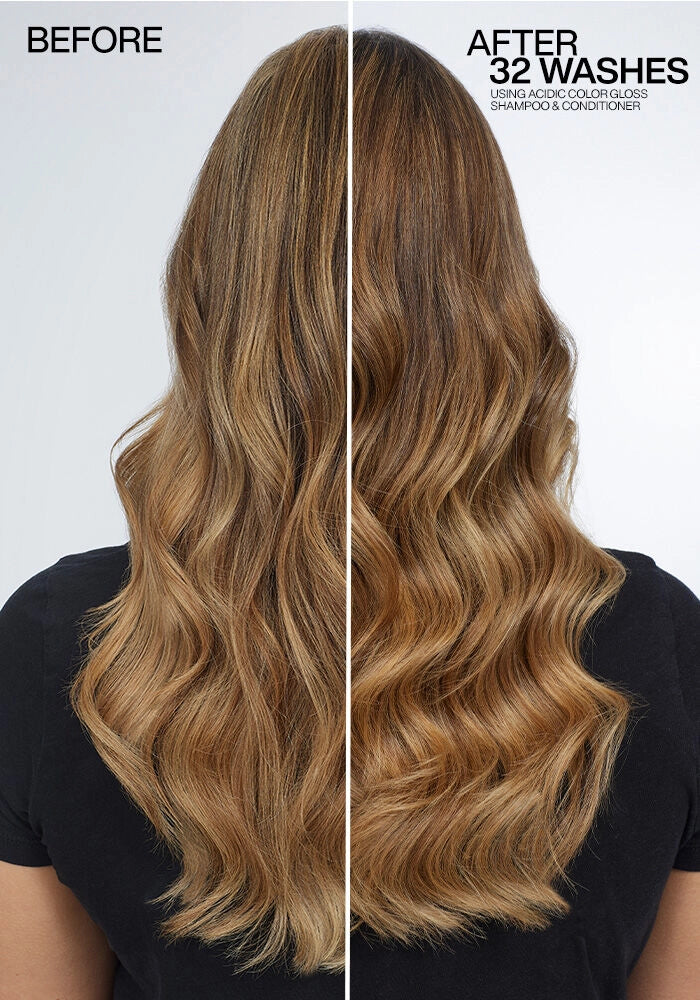 Redken Acidic Color Heat Protection Leave In Treatment image of before and after 32 washes