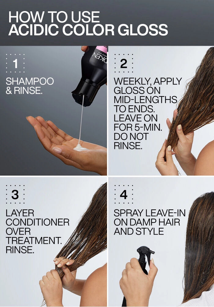 Redken Acidic Color Gloss Sulfate Free Shampoo image of how to instructions