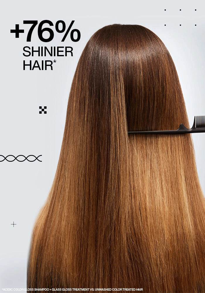 Redken Acidic Color Gloss Sulfate Free Shampoo image of model with 76% shinier hair