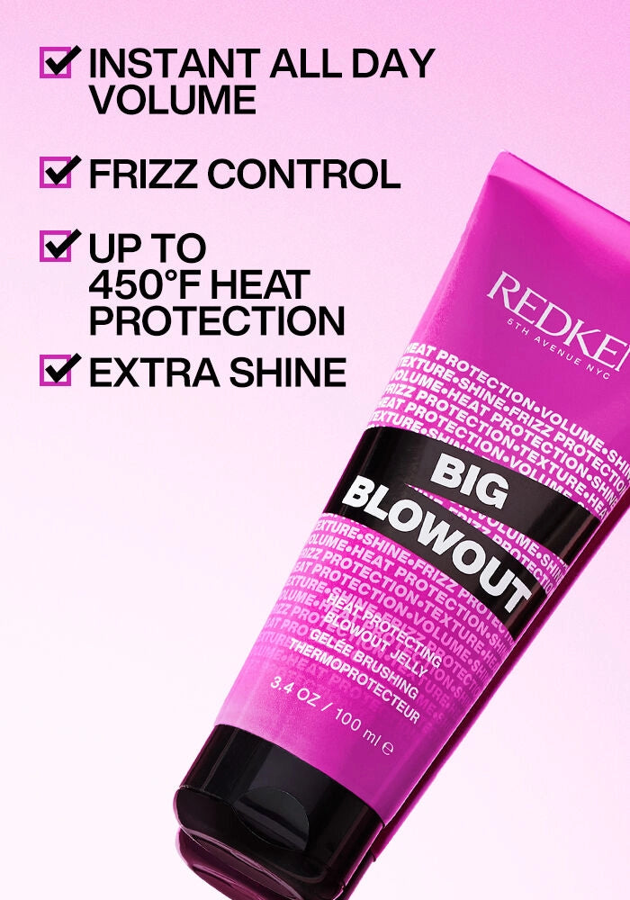 Redken Big Blowout Heat Protecting Blowout Jelly image of product features and benefits
