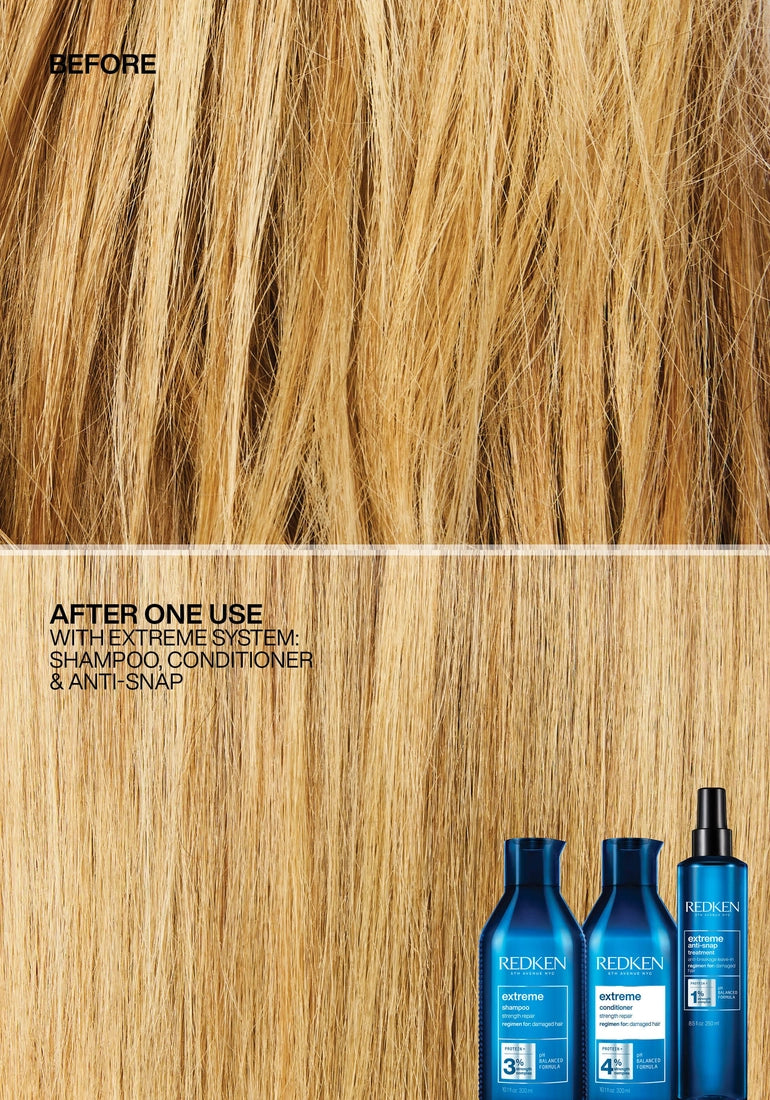 Redken Extreme Anti-Snap Leave-In Treatment before and after one use