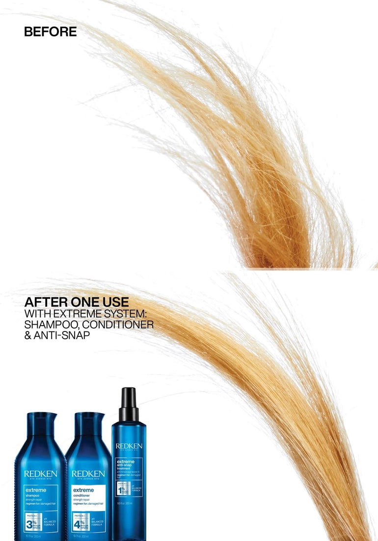 Redken Extreme Anti-Snap Leave-In Treatment before and after one use