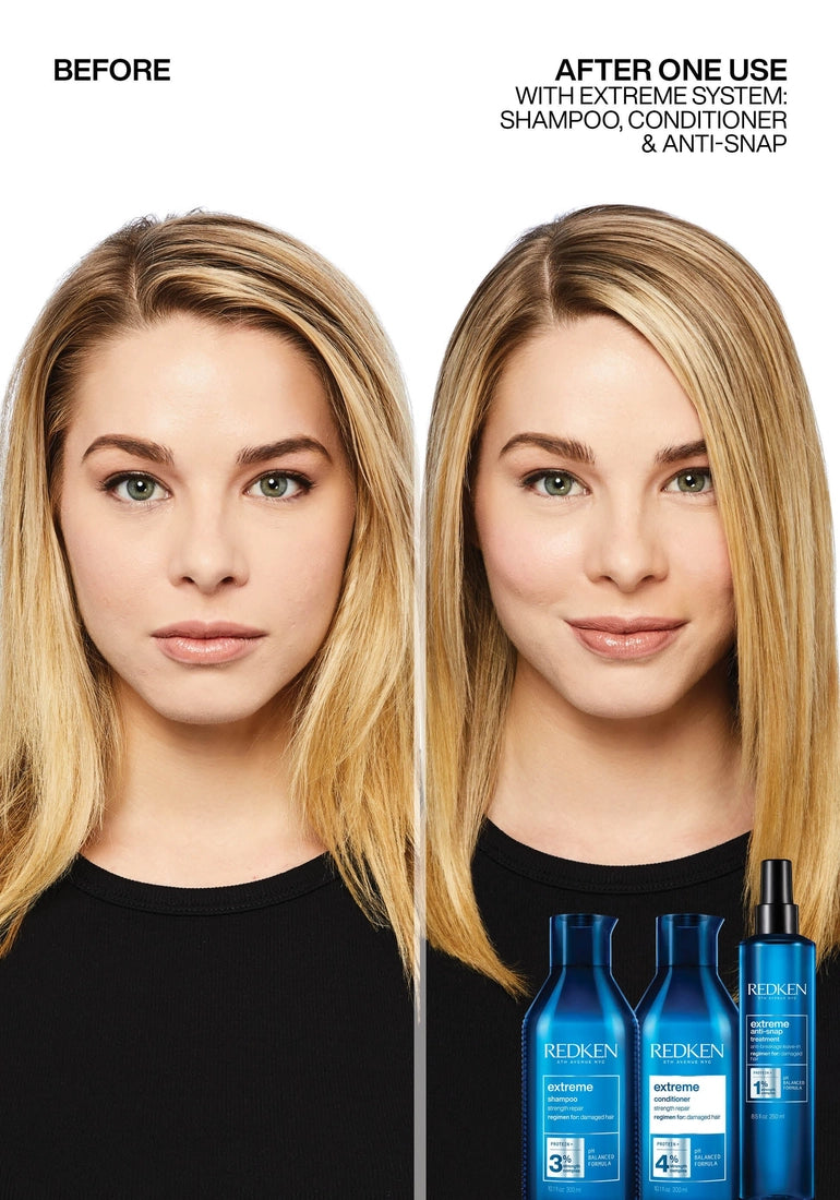 Redken Extreme Anti-Snap Leave-In Treatment model before and after one use