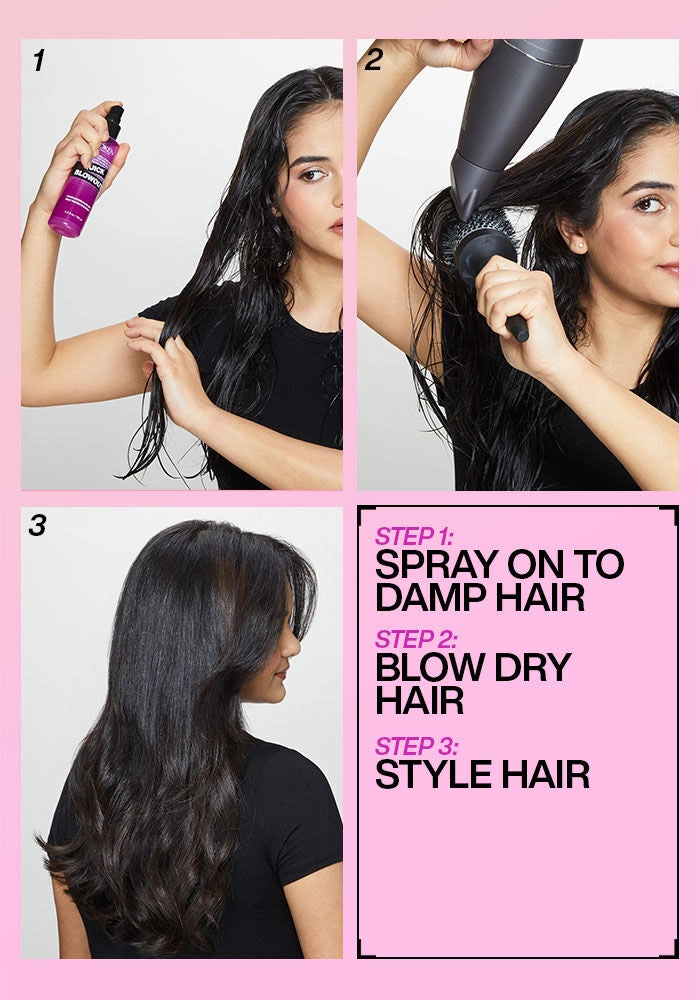 Redken Quick Blowout Heat Protectant Spray image of how to instructions