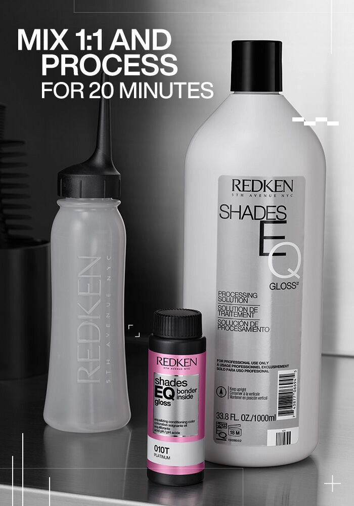 Redken Shades EQ Bonder Inside Demi-Permanent Color Gloss image of product mixing instuctions