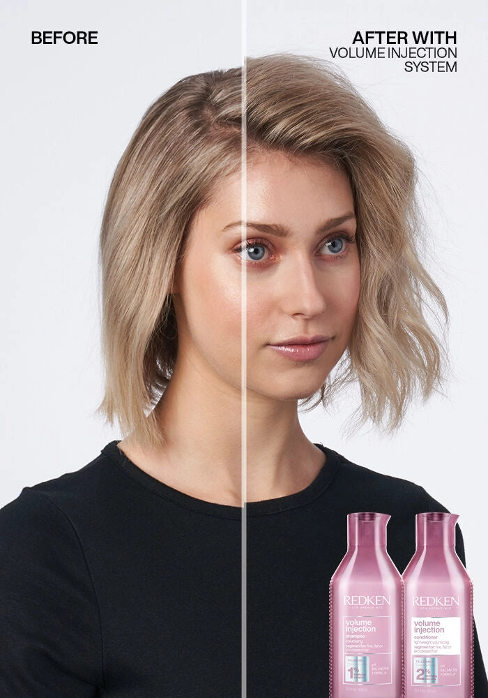 Redken Volume Injection Shampoo and Conditioner Duo model before and after