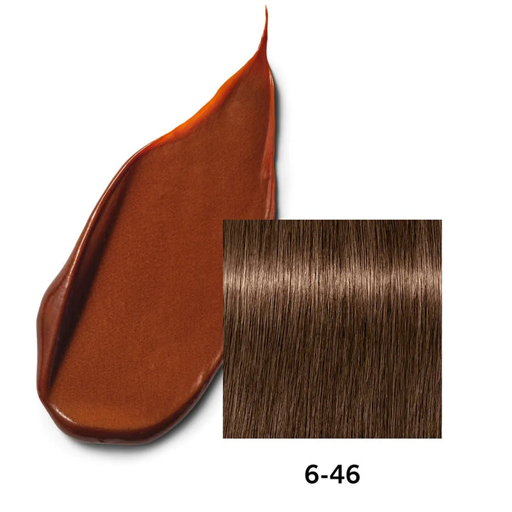Hair color swatch with a brown shade labeled 6-46 on a white background
