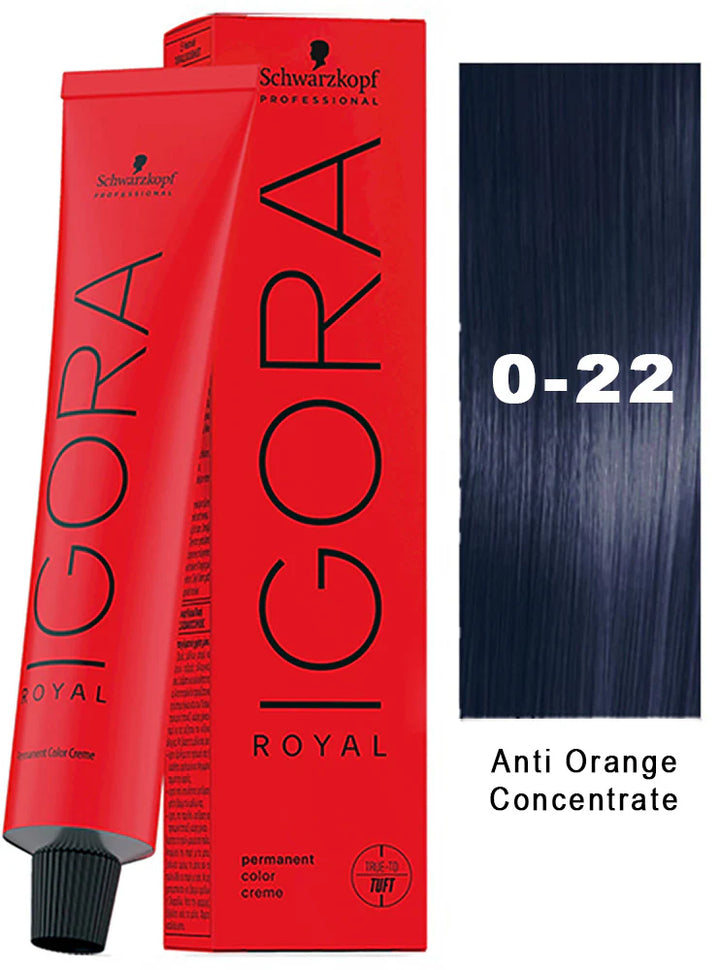 Schwarzkopf IGORA Royal hair color with a sample of blue hair color.