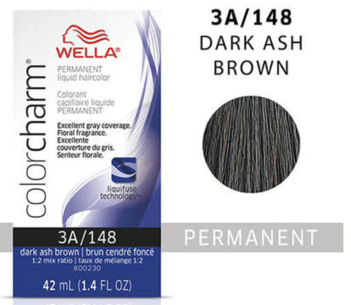 Wella Color Charm Permanent Liquid Haircolor 3a/148 dark ash brown