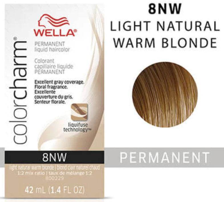 Wella Color Charm Permanent Liquid Haircolor 8nw light natural warm blonde