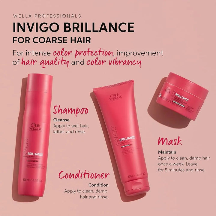 Wella Invigo Brilliance Coarse Hair Shampoo and Conditioner Duo product benefits and instructions for invigo collection