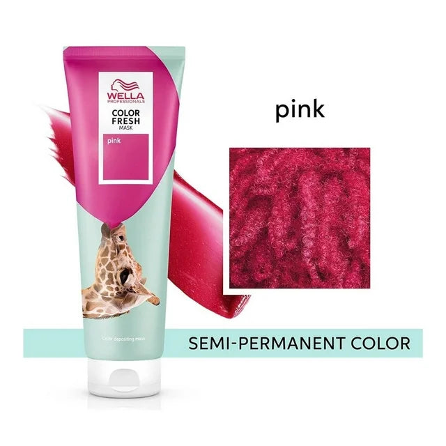 Wella Color Fresh Mask image of pink color swatch and 5.07 oz tube