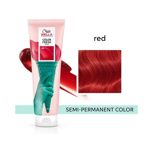 Wella Color Fresh Mask image of red color swatch and 5.07 oz tube